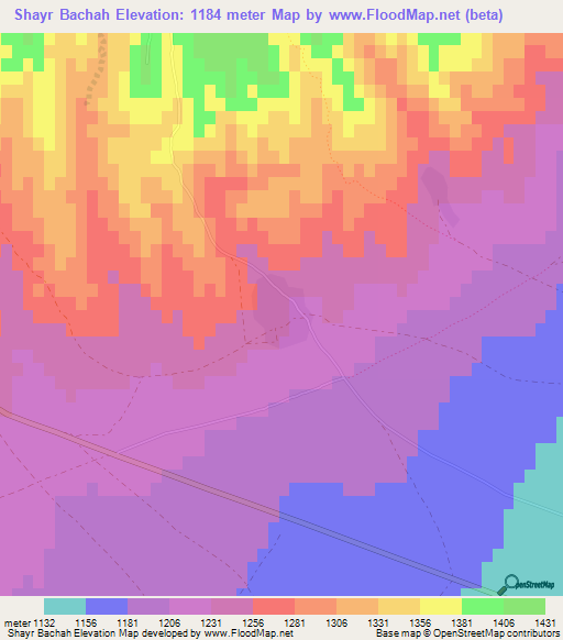 Shayr Bachah,Afghanistan Elevation Map