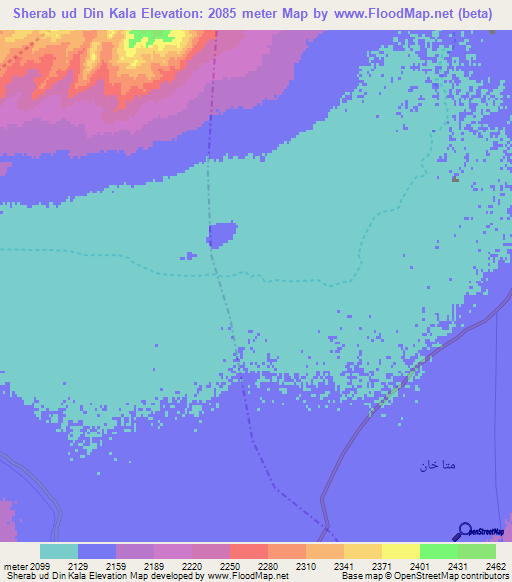 Sherab ud Din Kala,Afghanistan Elevation Map