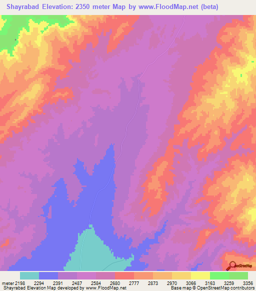 Shayrabad,Afghanistan Elevation Map