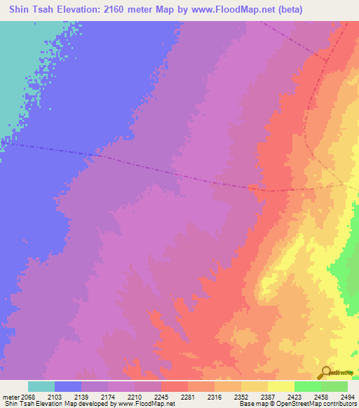 Shin Tsah,Afghanistan Elevation Map