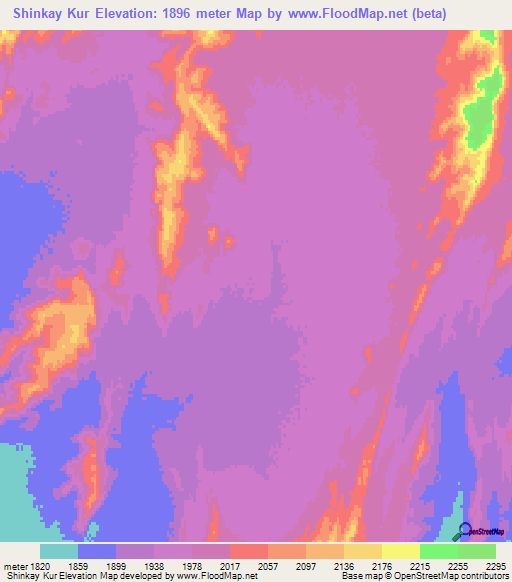 Shinkay Kur,Afghanistan Elevation Map