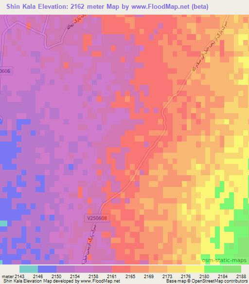 Shin Kala,Afghanistan Elevation Map
