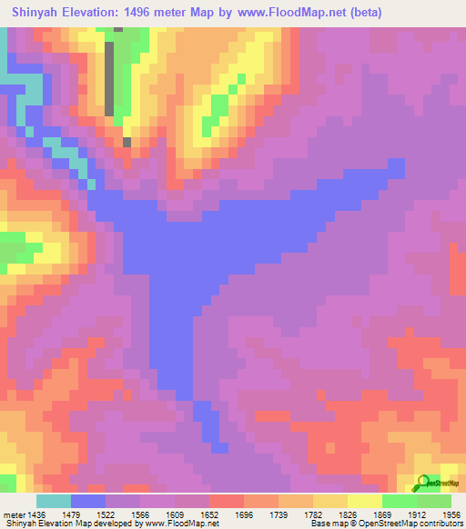 Shinyah,Afghanistan Elevation Map