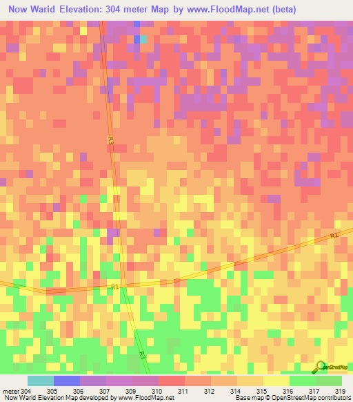 Now Warid,Afghanistan Elevation Map