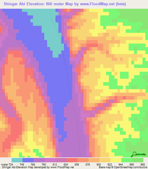 Shingar Abi,Afghanistan Elevation Map