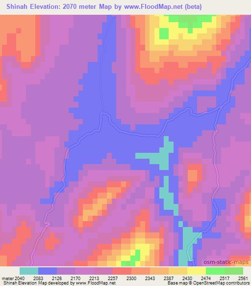 Shinah,Afghanistan Elevation Map