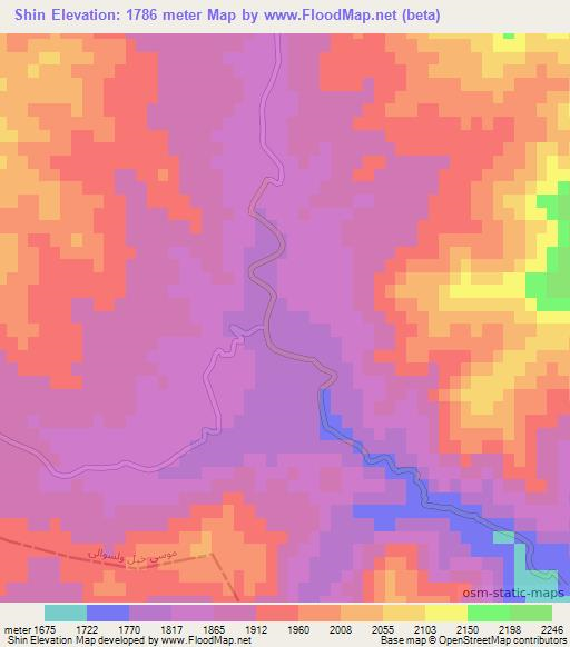 Shin,Afghanistan Elevation Map