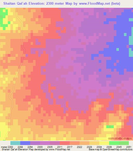 Shaitan Qal`ah,Afghanistan Elevation Map