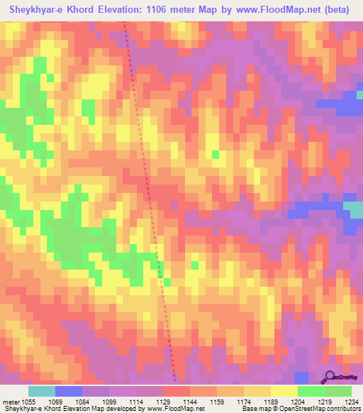Sheykhyar-e Khord,Afghanistan Elevation Map