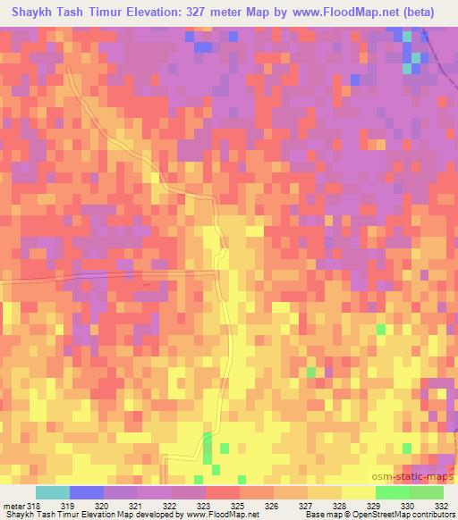 Shaykh Tash Timur,Afghanistan Elevation Map