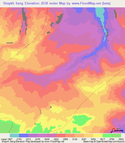 Shaykh Sang,Afghanistan Elevation Map