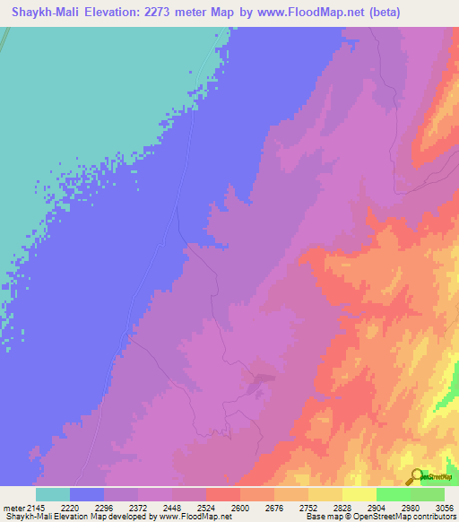 Shaykh-Mali,Afghanistan Elevation Map
