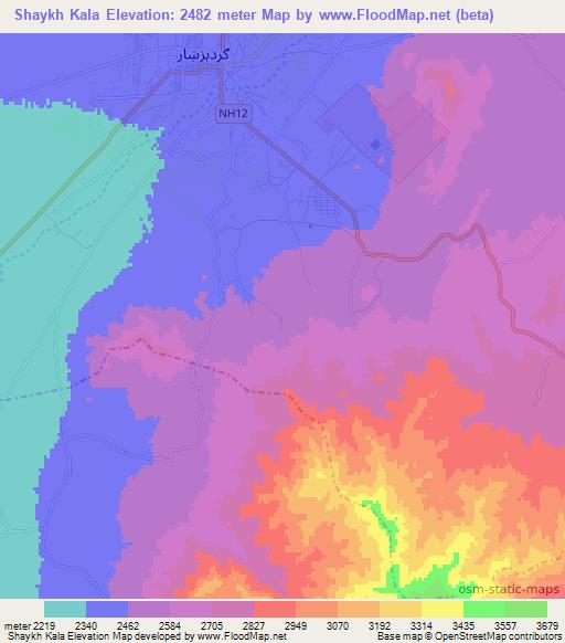 Shaykh Kala,Afghanistan Elevation Map