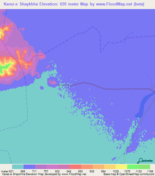 Karez-e Shaykhha,Afghanistan Elevation Map