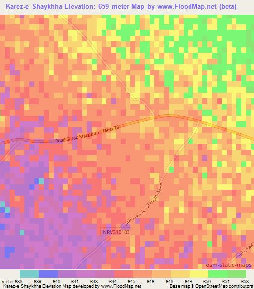 Karez-e Shaykhha,Afghanistan Elevation Map
