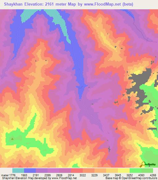 Shaykhan,Afghanistan Elevation Map