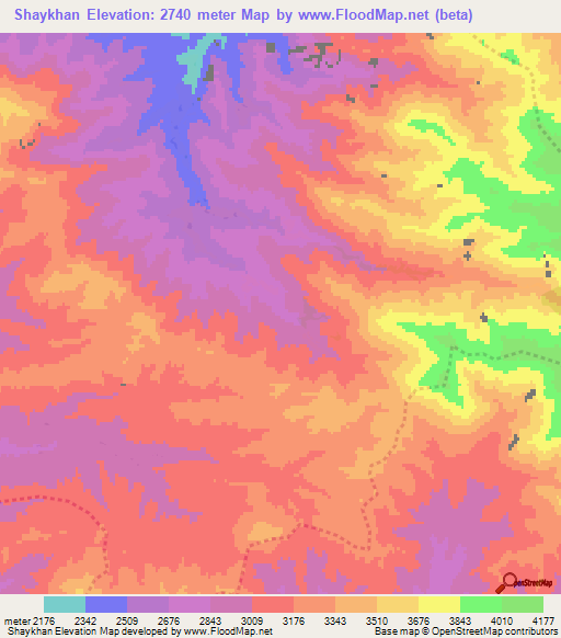 Shaykhan,Afghanistan Elevation Map