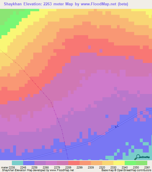 Shaykhan,Afghanistan Elevation Map
