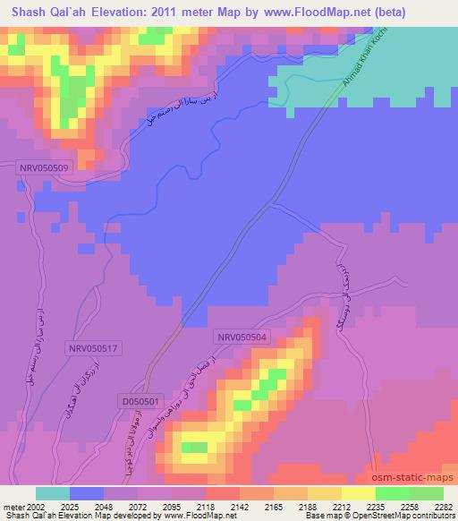 Shash Qal`ah,Afghanistan Elevation Map