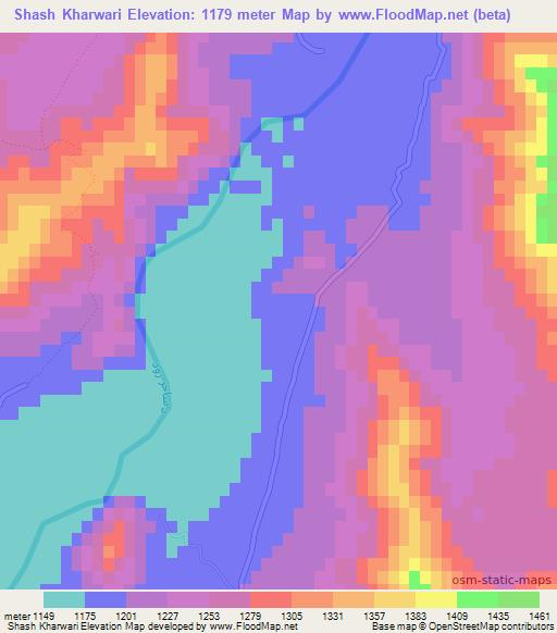 Shash Kharwari,Afghanistan Elevation Map