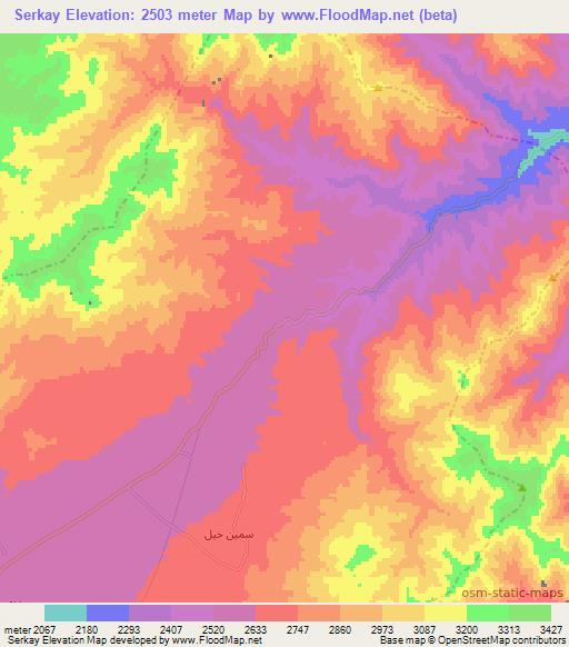 Serkay,Afghanistan Elevation Map