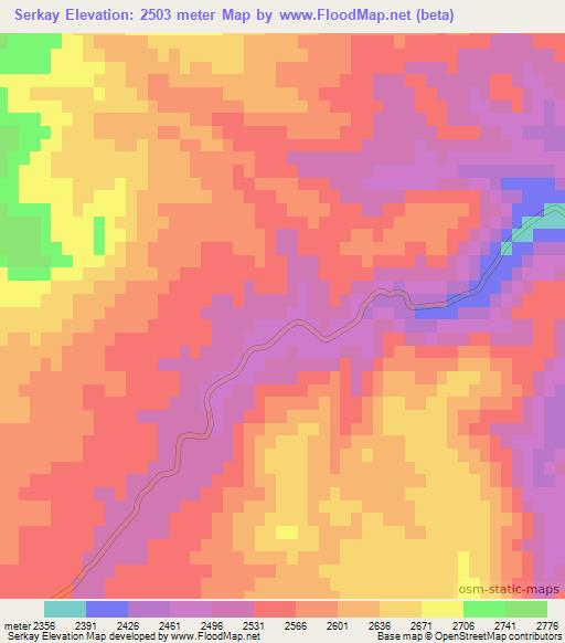 Serkay,Afghanistan Elevation Map