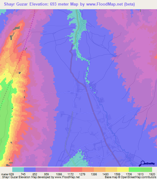 Shayr Guzar,Afghanistan Elevation Map