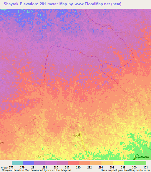 Shayrak,Afghanistan Elevation Map