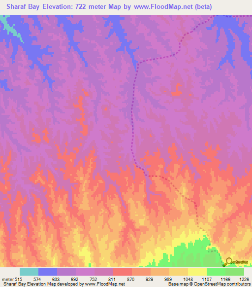 Sharaf Bay,Afghanistan Elevation Map
