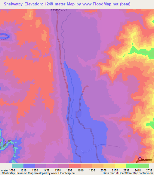 Shelwatay,Afghanistan Elevation Map