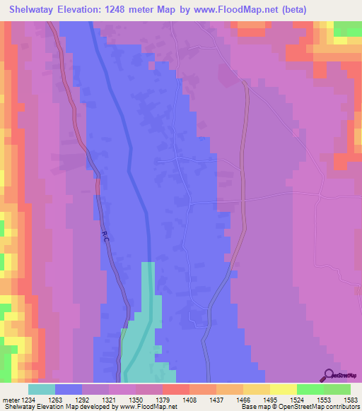 Shelwatay,Afghanistan Elevation Map