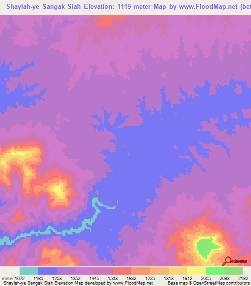 Shaylah-ye Sangak Siah,Afghanistan Elevation Map