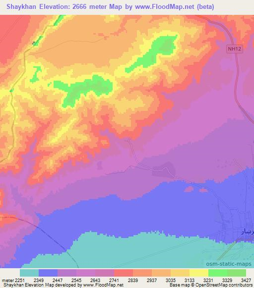 Shaykhan,Afghanistan Elevation Map
