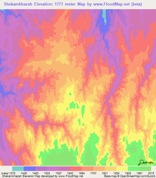 Shekamkhazah,Afghanistan Elevation Map