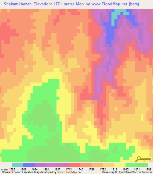 Shekamkhazah,Afghanistan Elevation Map