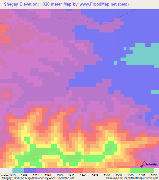 Shegay,Afghanistan Elevation Map