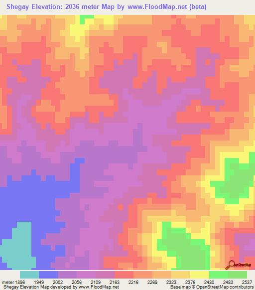 Shegay,Afghanistan Elevation Map