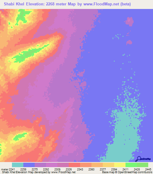Shabi Khel,Afghanistan Elevation Map