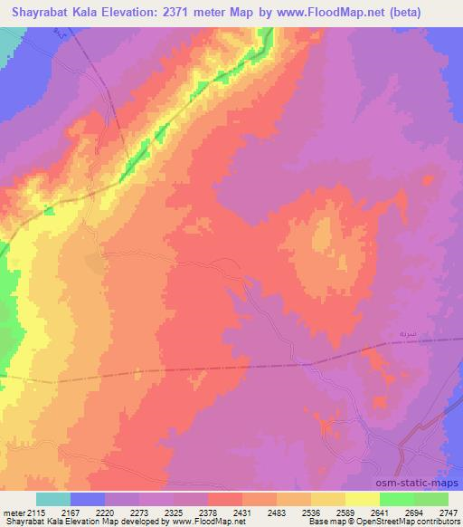 Shayrabat Kala,Afghanistan Elevation Map