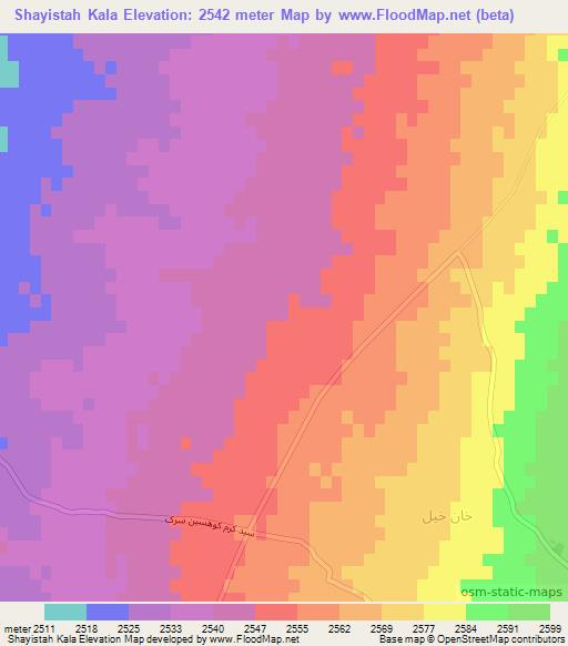 Shayistah Kala,Afghanistan Elevation Map