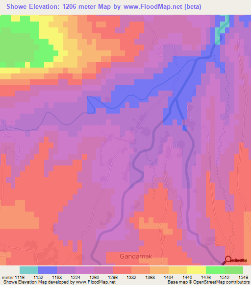 Showe,Afghanistan Elevation Map