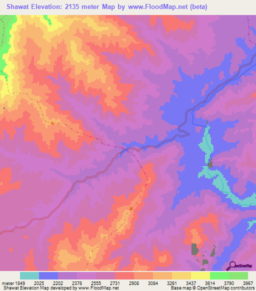 Shawat,Afghanistan Elevation Map