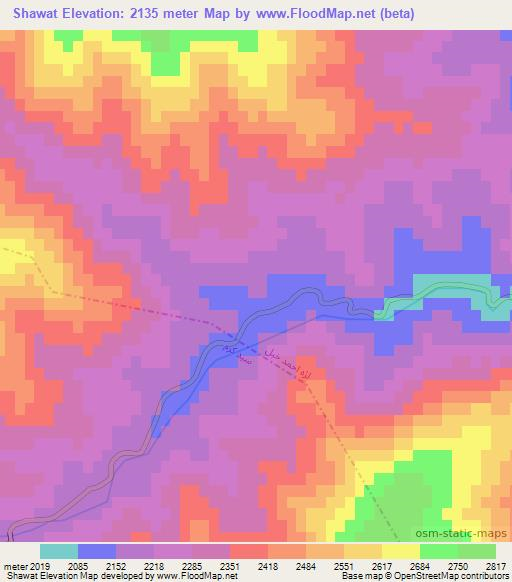 Shawat,Afghanistan Elevation Map