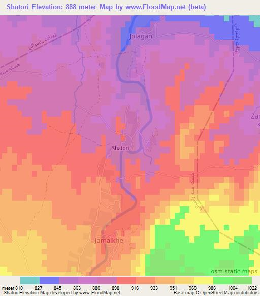 Shatori,Afghanistan Elevation Map