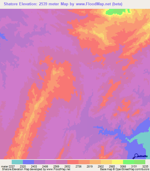 Shatore,Afghanistan Elevation Map