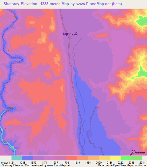 Shatoray,Afghanistan Elevation Map