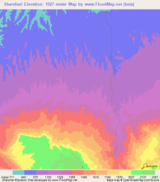 Sharshari,Afghanistan Elevation Map