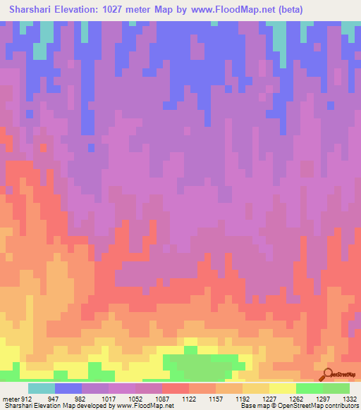 Sharshari,Afghanistan Elevation Map