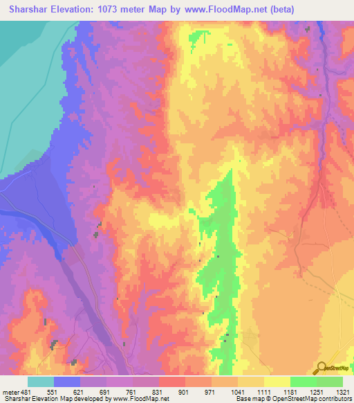 Sharshar,Afghanistan Elevation Map