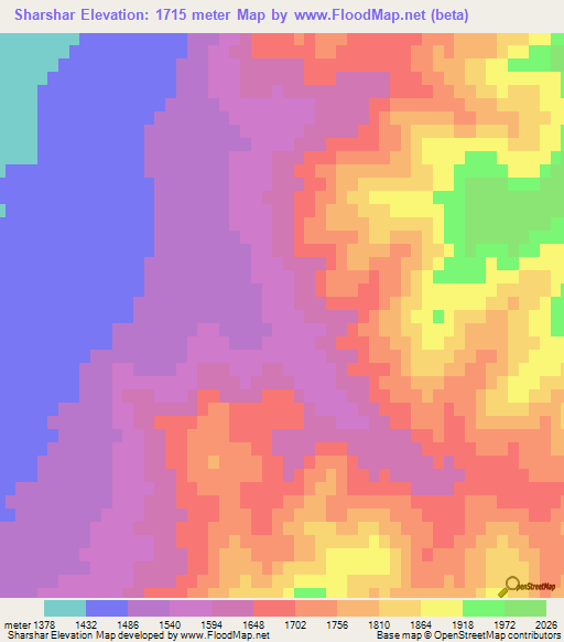 Sharshar,Afghanistan Elevation Map
